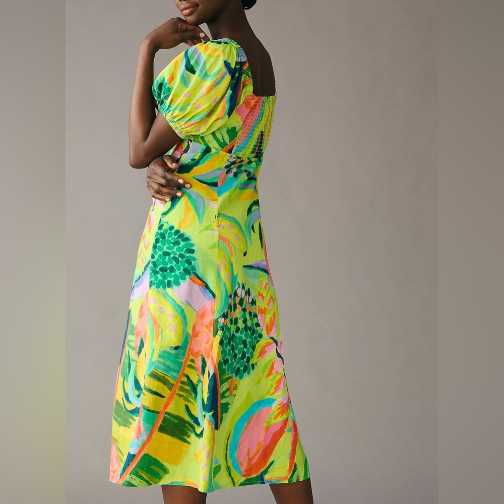 NWT Farm Rio Printed Puff-Sleeve Dress - Picture 3 of 5